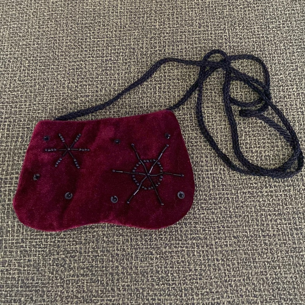 Children’s Small Velvet Purse with Braided Shoulder Strap, Snap Closure